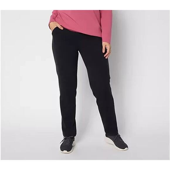 Denim & Co. Pants - Denim & Co. Petite Duo Stretch Straight Leg Pants Black Petite 2X A702028